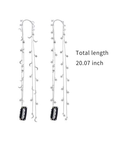 Silver Hair Jewelry for Braids - Star Hair Chain for Women and Girls (2 Pack) - Buy Online on GoSupps.com