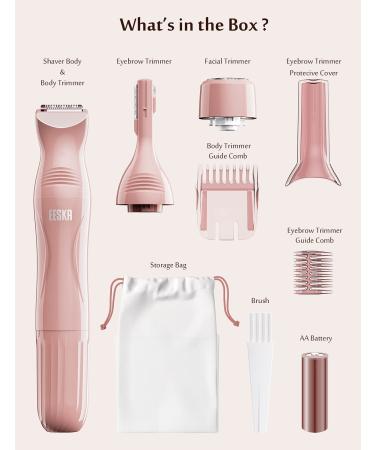 EESKA 3 in 1 Bikini Trimmer for Women - Cordless Electric Lady Razor for Legs, Arms, and Bikini - IPX7 Waterproof - Wet & Dry Use - Painless Hair Removal - Pink - Buy Online on GoSupps.com