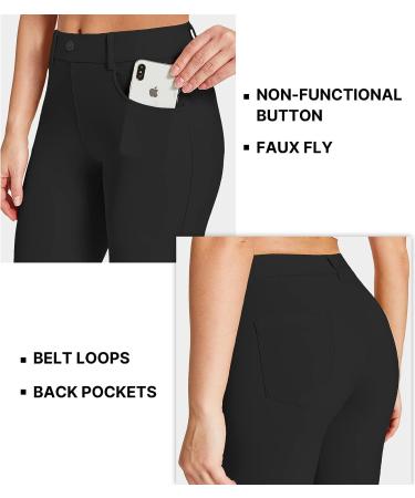Amoy Women's Straight Leg Dress Pants - Black, Large | Stretch Work Slacks for Office Business Casual & Yoga - Buy Online on GoSupps.com