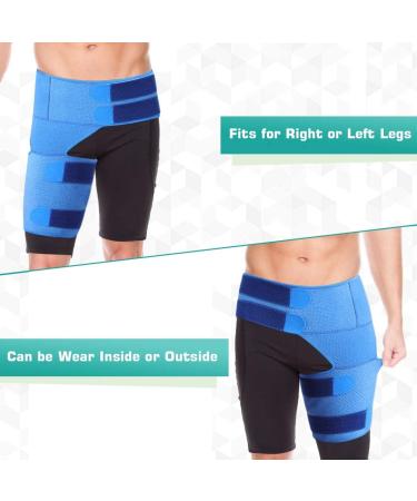 Hip Support Adjustable Neoprene Groin Compression Wrap Hip Brace Groin Strain Support with Non Slip Lining and Elastic Strap Thigh Hamstring Recovery for Quadricep Pulled Muscles Flexor Strain - Buy Online on GoSupps.com
