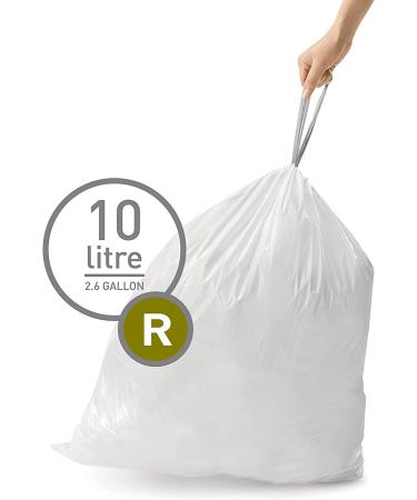 simplehuman Code R Custom Fit Drawstring Trash Bags 10L/2.6 Gallon - 60 Pack, White - Convenient Dispenser Packs - Buy Online on GoSupps.com