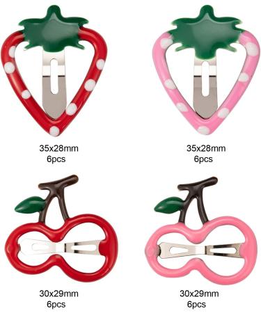 Beeflying 24-Piece Cherry Strawberry Hair Clips for Women & Girls | Enamel Metal Snap Hair Clips | Kids & Teens Colorful Hair Accessories - Buy Online on GoSupps.com