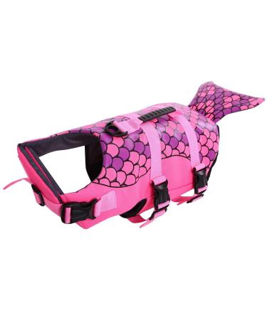 Cit toile dogs life jacket shark life jacket for small medium and large dogs dog lifeguard vest with mermaid tail pink XL XL mermaid-rosa