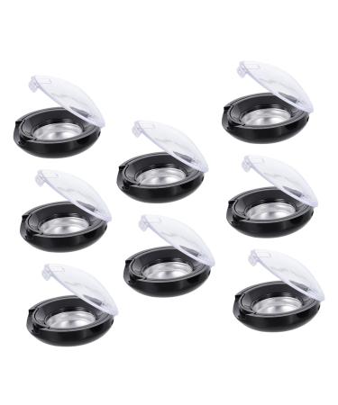 NOLITOY Makeup Blush 8pcs Eye Shadow Blank Eyeshadow Plastic Serving Trays Empty Makeup Case Eyelash Curler Travel Round 3.5x1.5cm Black