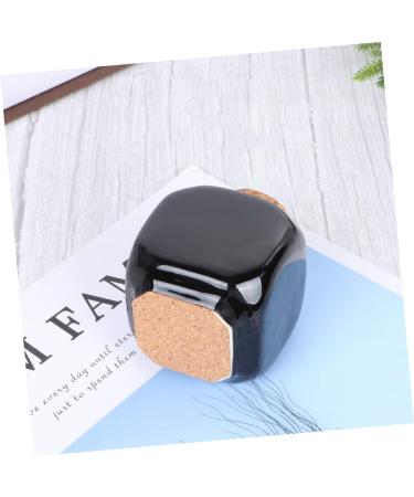 PLAFOPE Medicine Cup Liquid Powder Container Cork Jar Wooden Cap Ceramic Lid Clear Dappen Makeup Containers Art Small Travel Pill Container Practical Empty Bottle Nail Bamboo Accessories 7.50X5.50X5.50CM Black - Buy Online on GoSupps.com
