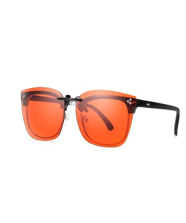 Clip On Blue Light Blocking Glasses for Big Prescription Glasses Women Men TS3168 C01 Orange
