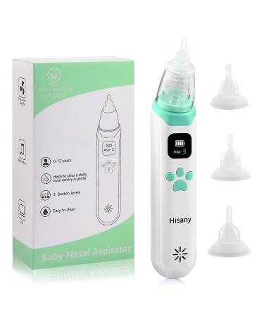 Hisany Electric Nose Suction for Baby 3rd Gear Adjustable Nasal Aspirator for Baby with Music Soothing Function Caring for Baby Health USB Rechargeable Automatic Nose Cleaner with 3 Silicone Tips
