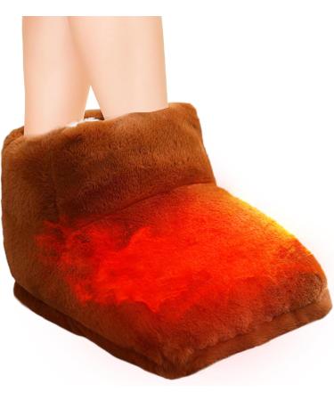 Zceplem Heated Foot Warmer - Cozy Under Desk Slippers | Rechargeable Heating Pillows for Men & Women | Thickened Comfort at Home & Work | Brown - Buy Online on GoSupps.com
