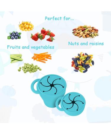 Vicloon Collapsible Silicone Baby Snack Cup - Non Spill Snack Catcher with Lid for Toddler, Blue - Buy Online on GoSupps.com