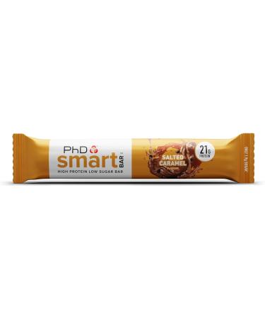 PhD Nutrition Smart Protein Bar Low Calorie Nutritional Protein Bars / Protein Snacks High Protein Low Sugar Salted Caramel Flavour 20g of Protein 64g Bar (12 Pack) Salted Caramel 12 Bars - Buy Online on GoSupps.com