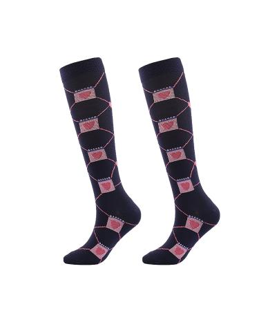 Long Socks Dot Heart Adult Compression Stockings Anti-Friction Anti-Pilling Black S