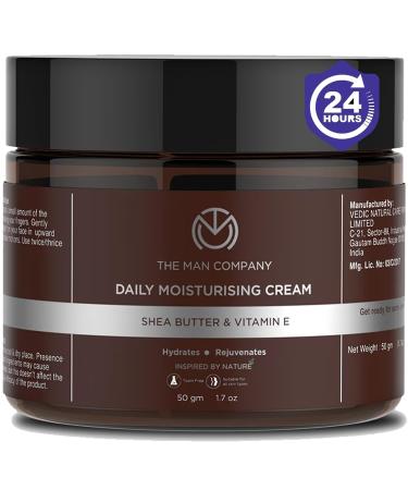 The.Man.Company Non-Sticky Daily Moisturizing Cream for Dry Skin | Moisturizes & Hydrates with Shea Butter Vitamin E & Coco Butter | Face Moisturizer For Men - 50gm