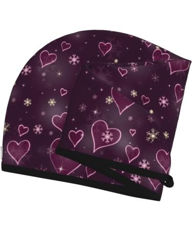 Buy Hair Towel Wrap | Quick Drying Towel Turban with Button | Snowflakes & Hearts Design - Buy Online on GoSupps.com