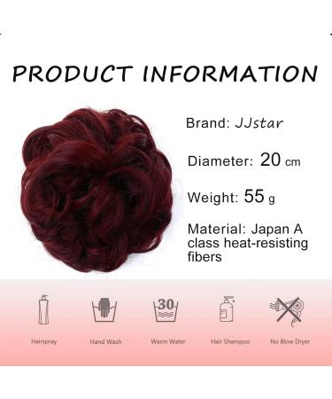 JJstar Messy Hair Bun Scrunchie Wine Red - Curly Wavy Chignon for Women and Girls - Synthetic Hair Accessories - Buy Online on GoSupps.com