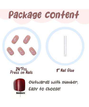 BABALAL Pink Chrome Square Press on Nails - Medium Fake Acrylic Squoval Nails for Women and Girls | BBFNB03 - Buy Online on GoSupps.com