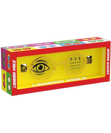 LONDON MOLE Transparent Yellow Reading Glasses 2.0x | Stylish Round Cool Readers with Spring Hinges | Men's Women's Unisex Eyewear - Buy Online on GoSupps.com