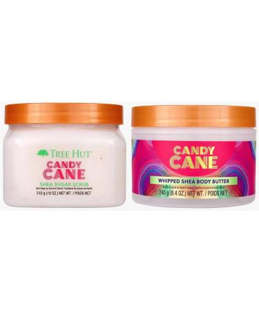 Tree Hut Candy Cane Shea Sugar Body Scrub - 18oz And Tree Hut Candy Cane Whipped Body Butter - 8.4oz Packaged with Bryant Desai Supplies Pen