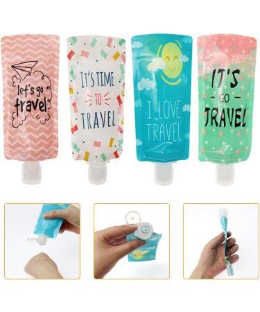 Lurrose 4-Pack Refillable Squeeze Pouch - Travel Size 100ml Cosmetic Containers for Shampoo & Shower Gel - Ideal for International Shipping - Buy Online on GoSupps.com
