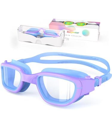 Central star swimming goggles children swimming goggles for children 6-14 years of young girls anti-fitting UV protection children swimming goggles blue+purple