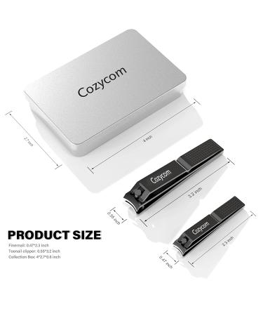CozyCom Stainless Steel Nail Clippers Set for Adults (2PCS) with Tin Case - Fingernail and Toenail Cutter for Men and Women - Buy Online on GoSupps.com
