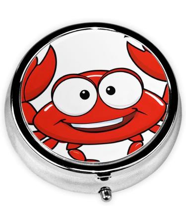 Buy Cartoon Crab Round Pill Box - 3 Compartment Travel Medicine Organizer | Portable Decorative Pocket Purse - Buy Online on GoSupps.com