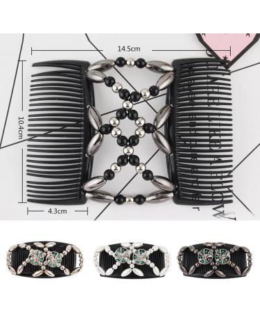 Kytpyi Women's 3PCS Double Clip Magic Elastic Beaded Hair Combs - Tree Design - Buy Online on GoSupps.com
