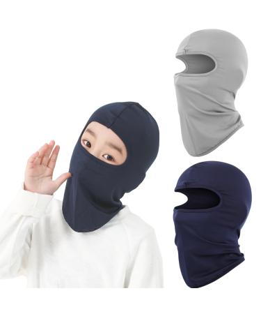 Lexicanmhs 2 pieces children storm hood summer cool balaclava windproof face mask cool bicycle hat under helmet thin Balaclava UV storm mask for young girls (gray and navy)) - Buy Online on GoSupps.com