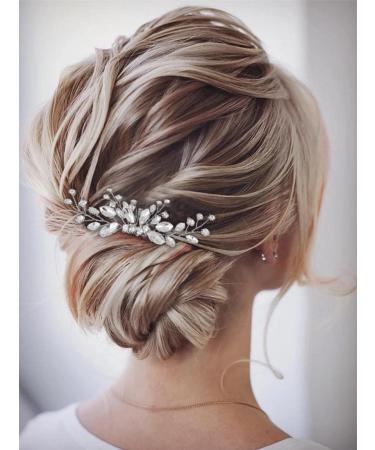 Catery Crystal Bride Hair Comb Rhinestones - Wedding Hair Piece for Women and Girls (Silver) - Buy Online on GoSupps.com