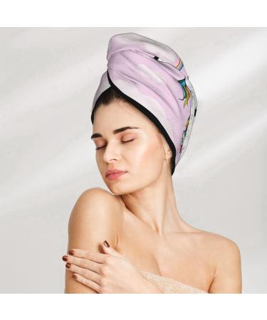 Super Absorbent Aerial Yoga Unicorn Hair Towel Wrap - Soft Coral Velvet Quick Dry Cap for Long Curly & Thick Hair | International Shipping - Buy Online on GoSupps.com