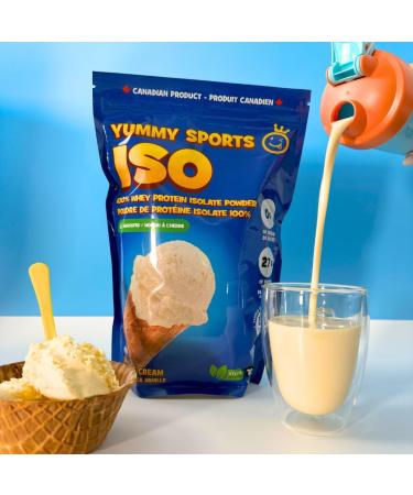 Yummy Sports Whey Protein Powder Isolate - 27g Protein Per Serving - Grass Fed Fast Absorbing Protein - Vegan Zero Sugar Keto Friendly Protein Supplement - 30 Servings 2 LBS - Vanilla Ice Cream - Buy Online on GoSupps.com