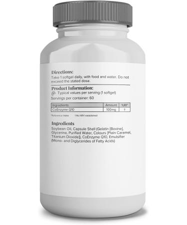 Hey Nutrition CoEnzyme Q10 Supplement - 100mg Premium Ubiquinone - Antioxidant Boost - Vital Organ Nutrition - Non-GMO - UK Made - 60 Softgels - Buy Online on GoSupps.com