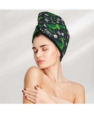 Hair Towel Wrap for Quick Drying - Dinosaur & Bone Design | Premium Towel Turban - Buy Online on GoSupps.com