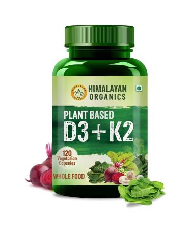 Plant Based 600iU Supplement | Vitamin D3(Lichen) + K2(Menaquinone Mk7) | Faster Absorption | Boost Immunity | Healthy Bones -120 Veg Capsules