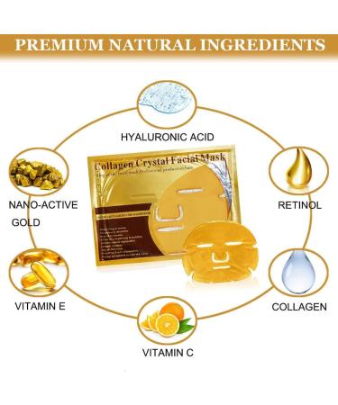 10x Crystal 24K Gold Powder Gel Collagen Face Mask Masks Sheet Patch Anti Ageing Aging Skincare Anti Wrinkle Moisturising Moisture Hydrating Uplifting Whitening Remove Blemishes & Blackheads 10 Pairs - Buy Online on GoSupps.com