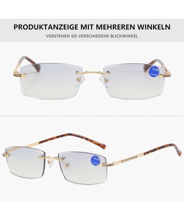 Lanomi Frameless Reading Glasses - Blue Light Filter UV400 Protection Gray Tinted Lens Rectangle Vision Aid 1.0x Magnification - International Shipping Available - Buy Online on GoSupps.com