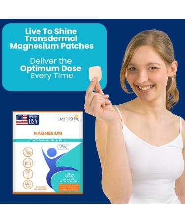Magnesium Patches for Men and Women - Sleep Support & Relaxation Muscle Recovery Nerve Function - USA Made - 30 Premium Fast-Acting Slow-Release Patches - Live To Shine - Buy Online on GoSupps.com
