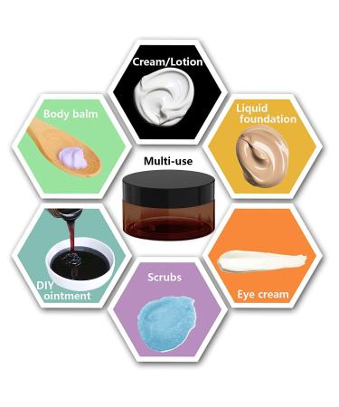 8 oz Amber Plastic Cosmetic Jars | Leak Proof Container with Black Lid | 6 Pcs. 8 Ounce for Cream, Lotion, Powder, Ointment | Beauty Products - Buy Online on GoSupps.com