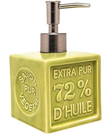 Maison Du Savon De Marseille Olive oil liquid soap with green ceramic soap dispenser 1 liter refill and 300 milliliter dispenser - Buy Online on GoSupps.com