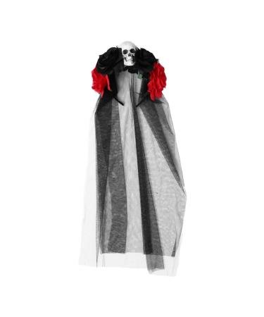 FRCOLOR Black Head Band Halloween Veil Headband Skull Rose Floral Decor with Black Veil Day of the Dead Headpiece Costume Flower Hair Accessories