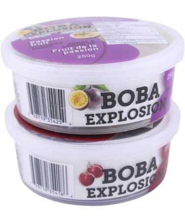 Boba Explosion/100% Made in Canada |Cherry & Passion Fruit Flavor | 2 x 250g | Explosive Fruit Pearls - Bubble Tea/Popping Boba - Made from Real Fruit | Desserts Smoothies and Snack Toppings | Bubble Tea Pearl Mix - Buy Online on GoSupps.com