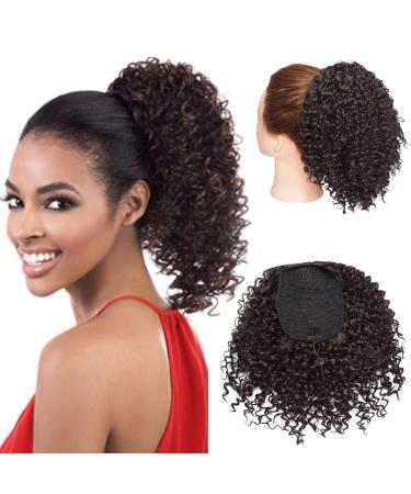 SEGO Afro Ponytail Hairpiece Bun Kinky Curly Ponytail Braid Hair Extensions Curly Natural Medium Brown - Buy Online on GoSupps.com