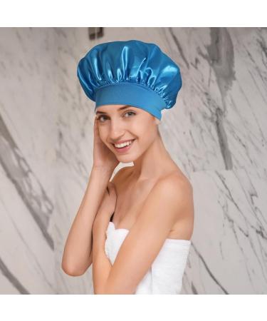 Satin Hair Drying Towel Satin Hair Towel Wrap Luxurious Anti-Frizz Satin Towel Satin Hair Towel for Women Anti-Frizz Satin Towel Protective Hair Turban Wrap for Most Hair Types Darkblue - Buy Online on GoSupps.com