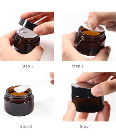 Zeoabsy 12-Piece Brown Glass Cream Boxes (5ml) with Screw Lid & Spatulas | Ideal for Cosmetics Ointments & Gels - International Shipping Available - Buy Online on GoSupps.com