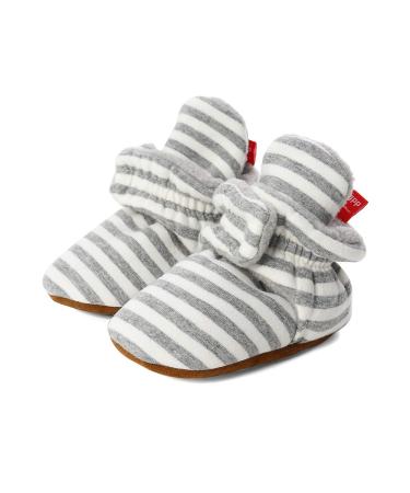LACOFIA Baby Boys Girls Anti-Slip Soft Sole Slipper Booties Infant Winter Crib Shoes 12-18 Months B Light Gray Stripes - Buy Online on GoSupps.com