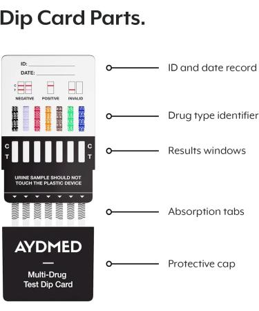 Aidteq Professional Rapid Multi-Drug Test Dip Cards 5 Pack | Urine Drug Test for THC, COC, OPI, MTD, AMP, MDMA, BZO - Buy Online on GoSupps.com