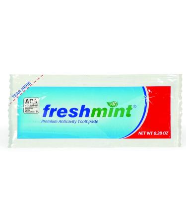 Freshmint  250 Packets of 0.28 oz. Single use Premium Anticavity Fluoride Toothpaste Packet (ADA Accepted) 250 Count (Pack of 1)