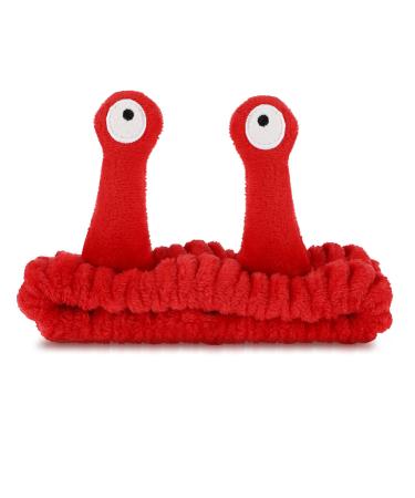 Molain facial washing chopper palm snails spa hair band make -up forehead straps women cartoon cute corals fleece elastic headband creative hair accessories for washing your face 1 piece - red - red