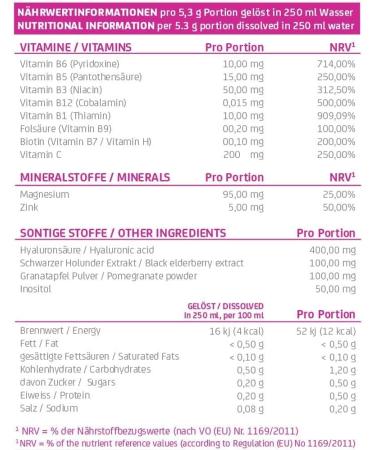 GoMo ENERGY Anti Aging Beauty Hyaluron Drink 400 mg Hyaluronic Acid + Zinc + Magnesium + Vitamin B Complex + Vitamin C Firm Skin Strong Nails Healthy Tendons 5 Servings - Buy Online on GoSupps.com