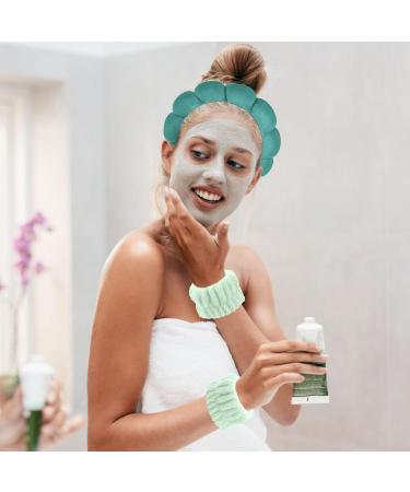 Sponge Headband Set for Women & Girls | Face Washing Makeup Removal Skin Care Spa Yoga Shower Headband - Green Terry Hair Band - Buy Online on GoSupps.com