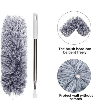 DELUX Microfiber Feather Duster - Extendable 100 Pole, Bendable Head, Long Handle - Ideal for Cleaning High Ceilings, Ceiling Fans, Blinds, Furniture & Cars - Gray - Buy Online on GoSupps.com